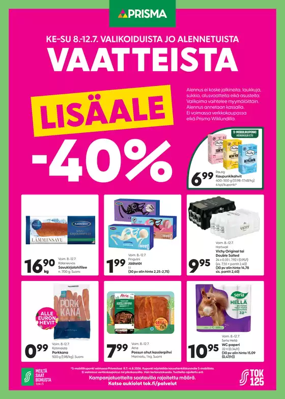 Prisma -luettelo, Kemijärvi | TOK Prisma 8.-12.7. | 2026-07-08T00:00:00.000Z - 2026-07-12T00:00:00.000Z