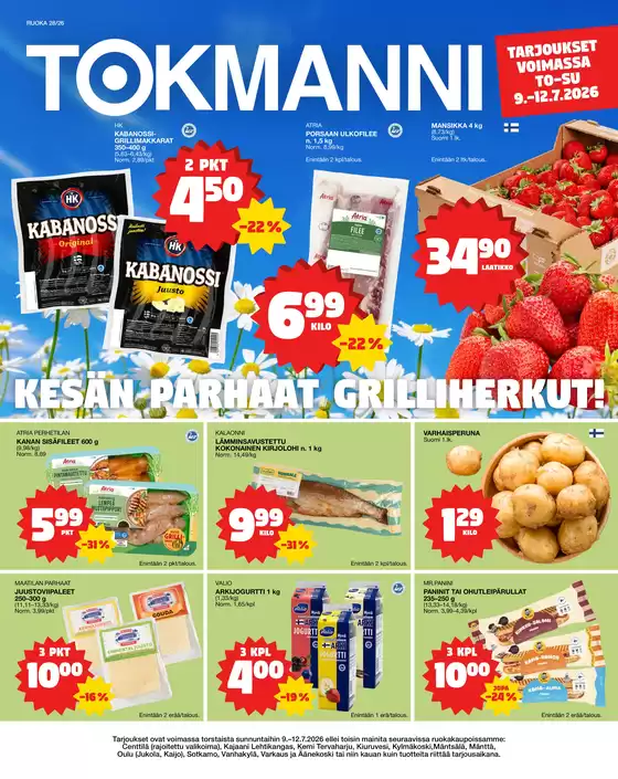 Tokmanni -luettelo | Ruokasanomat | 2026-07-09T00:00:00.000Z - 2026-07-12T00:00:00.000Z