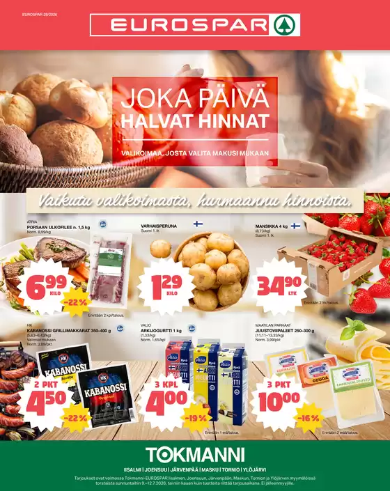 Tokmanni -luettelo | Eurospar ruokasanomat | 2026-07-09T00:00:00.000Z - 2026-07-12T00:00:00.000Z