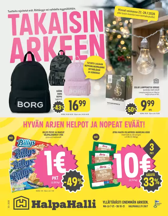 HalpaHalli -luettelo | Huipputarjouksia kaikille tarjoushaukoille | 2026-07-22T00:00:00.000Z - 2026-07-28T00:00:00.000Z