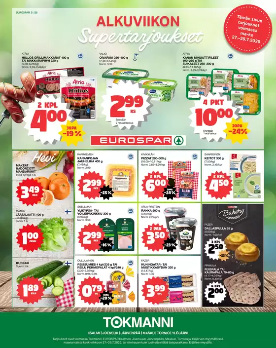 Tokmanni -luettelo, Luoto | Eurospar ruokasanomat | 2026-07-27T00:00:00.000Z - 2026-07-29T00:00:00.000Z