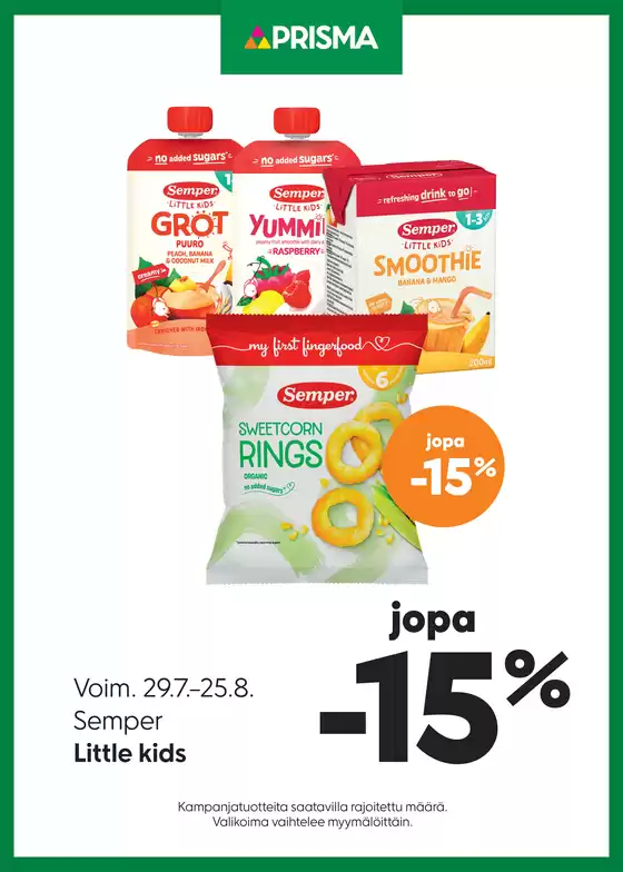 Prisma -luettelo, Imatra | TOK Prisma Semper Little kids 29.7.25.8. | 2026-07-29T00:00:00.000Z - 2026-08-25T00:00:00.000Z