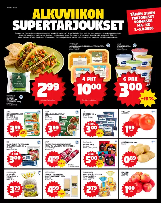 Tokmanni -luettelo | Ruokasanomat | 2026-08-03T00:00:00.000Z - 2026-08-05T00:00:00.000Z