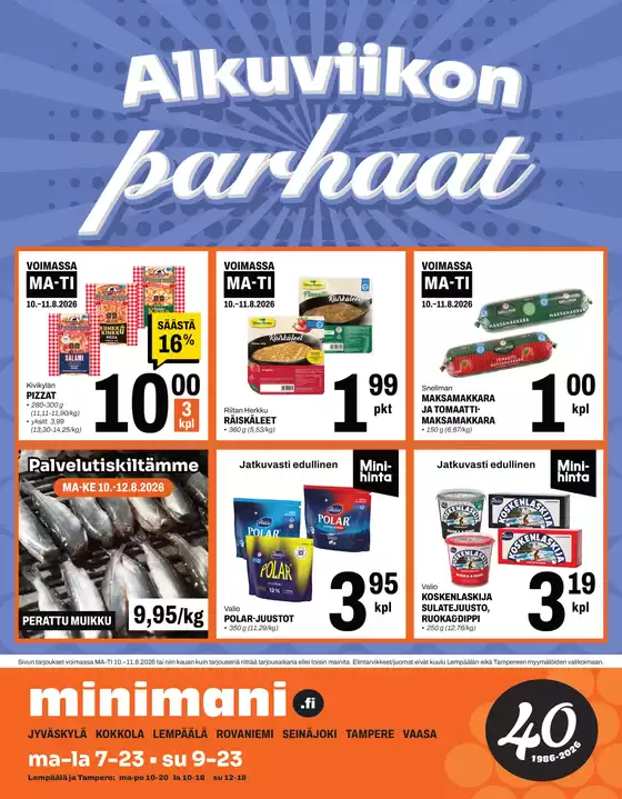 Minimani -luettelo | Mahtava tarjous kaikille asiakkaille | 2026-08-07T00:00:00.000Z - 2026-09-23T00:00:00.000Z
