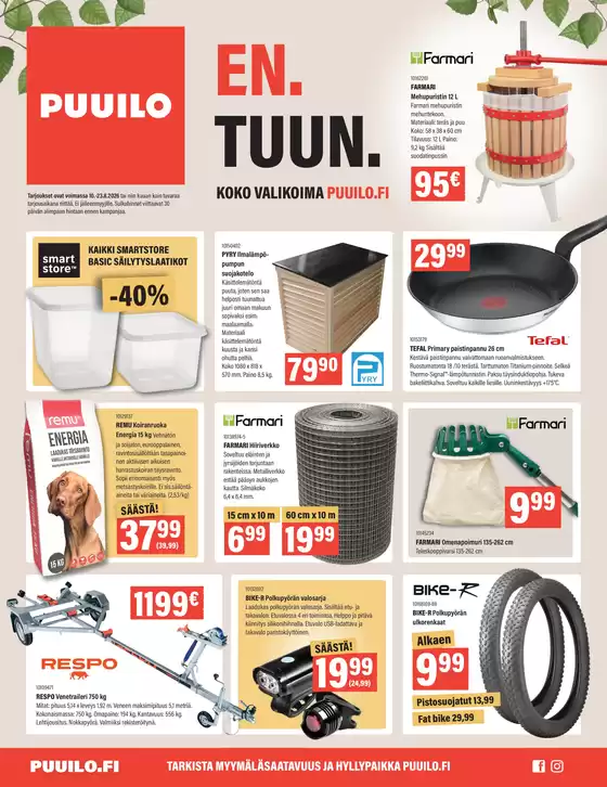 Puuilo -luettelo, Oulainen | Huippudiilit ja alennukset | 2026-08-10T00:00:00.000Z - 2026-08-23T00:00:00.000Z