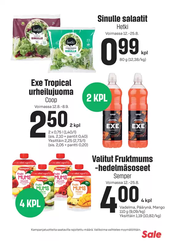 Sale -luettelo | Eksklusiivisia diilejä ja löytöjä | 2026-08-12T00:00:00.000Z - 2026-09-08T00:00:00.000Z