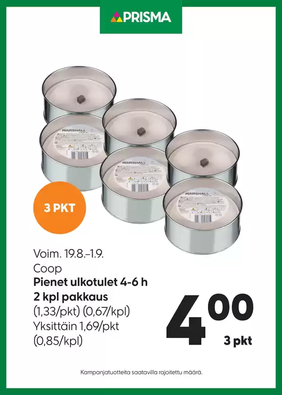 Prisma -luettelo, Oulu | TOK Prisma ulkotulet 19.8.1.9. | 2026-08-19T00:00:00.000Z - 2026-09-01T00:00:00.000Z