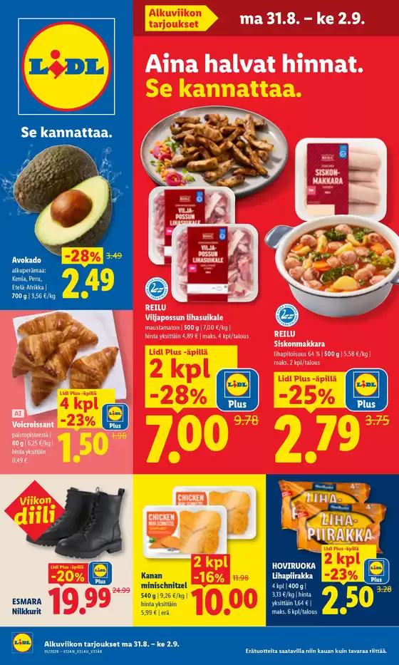 Lidl -luettelo, Sotkamo | ma 31.8. ke 2.9. | 2026-08-31T00:00:00.000Z - 2026-09-02T00:00:00.000Z