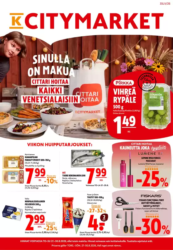 K-Citymarket -luettelo | K-citymarket tarjoukset | 2026-08-27T00:00:00.000Z - 2026-08-30T00:00:00.000Z