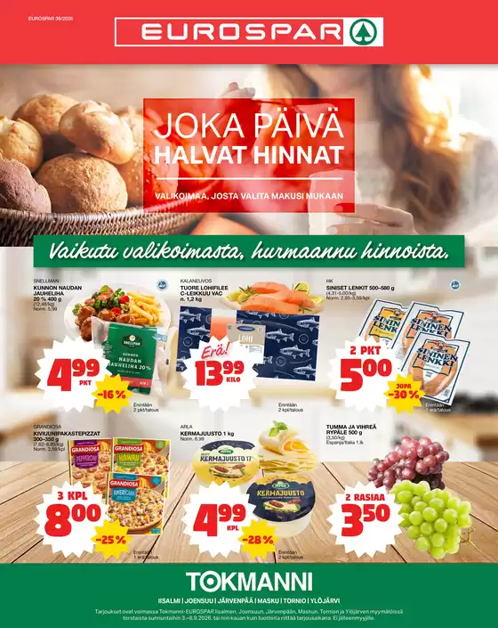 Tokmanni -luettelo, Forssa | Eurospar ruokasanomat | 2026-09-03T00:00:00.000Z - 2026-09-06T00:00:00.000Z
