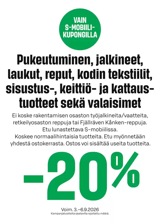 Prisma -luettelo, Espoo | Prisma S-mobiili muodin ja kodin tuotteita | 2026-09-03T00:00:00.000Z - 2026-09-06T00:00:00.000Z