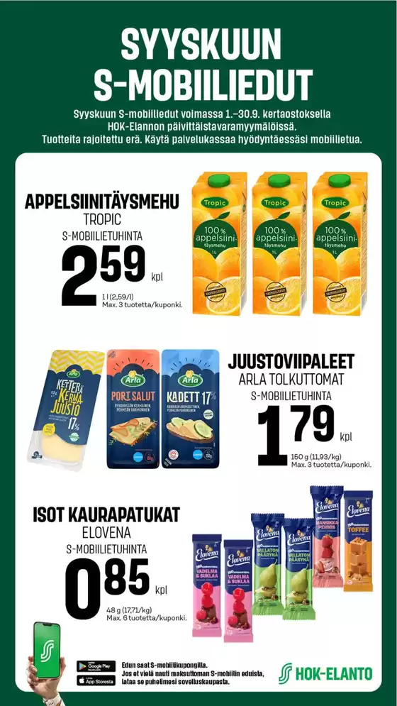 S-Market -luettelo | S-Market tarjoukset | 2026-09-01T00:00:00.000Z - 2026-09-30T00:00:00.000Z