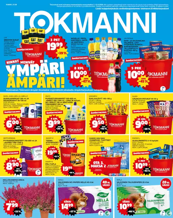 Tokmanni -luettelo | Tarjoussanomat | 2026-08-31T00:00:00.000Z - 2026-10-04T00:00:00.000Z