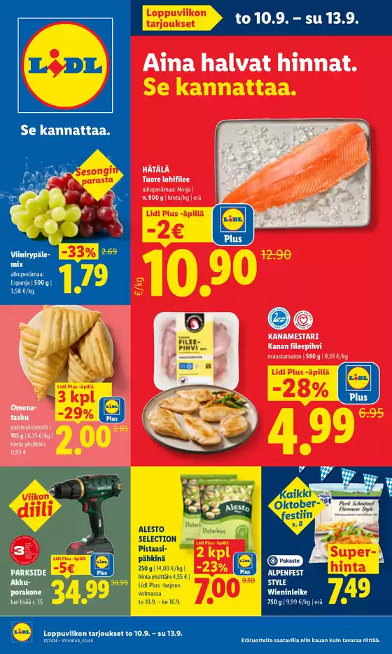 Lidl -luettelo | to 10.9. su 13.9. | 2026-09-10T00:00:00.000Z - 2026-09-13T00:00:00.000Z