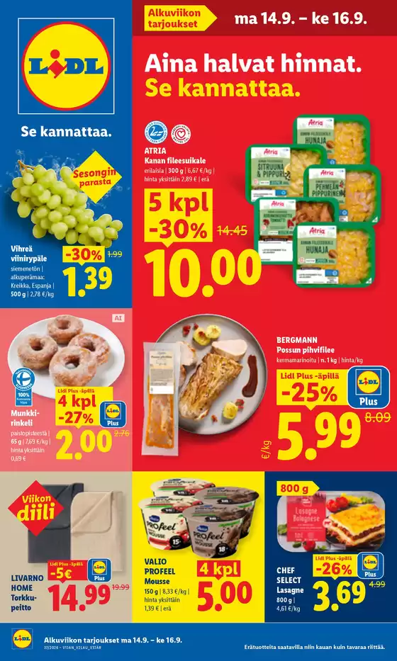 Lidl -luettelo | ma 14.9. ke 16.9. | 2026-09-14T00:00:00.000Z - 2026-09-16T00:00:00.000Z