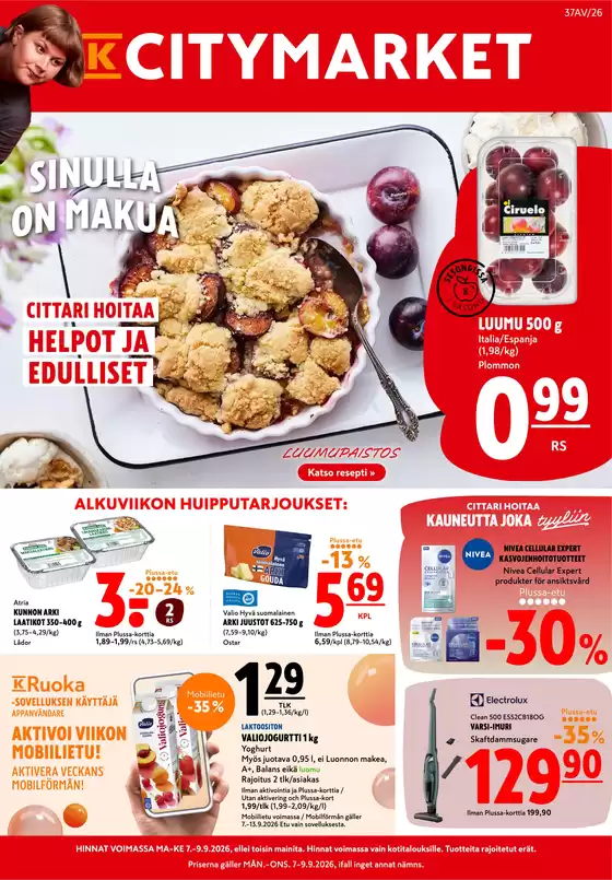 K-Citymarket -luettelo | K-citymarket tarjoukset | 2026-09-07T00:00:00.000Z - 2026-09-09T00:00:00.000Z