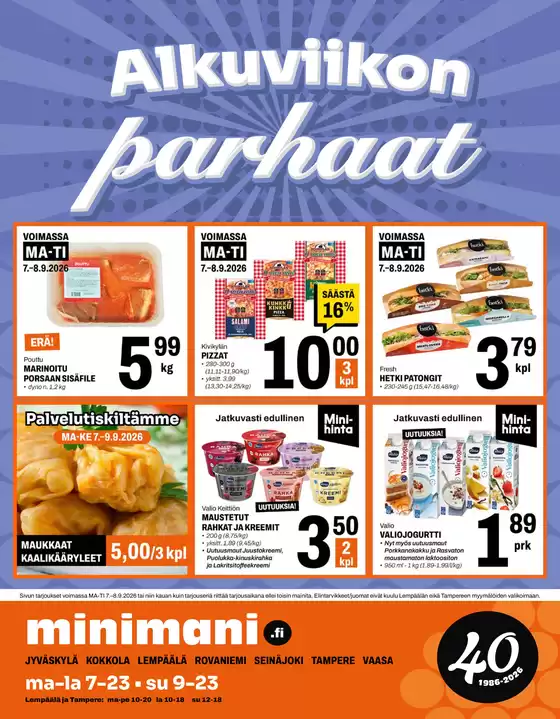 Minimani -luettelo | Alennukset ja kampanjat | 2026-09-07T00:00:00.000Z - 2026-09-09T00:00:00.000Z