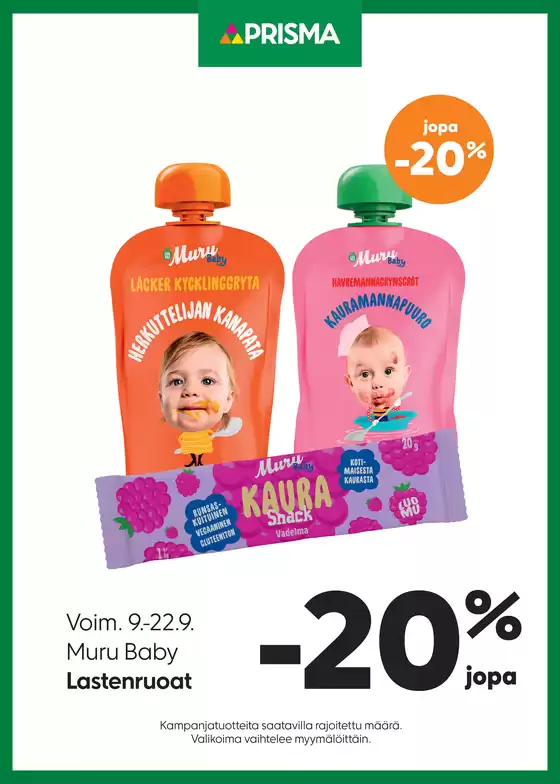 Prisma -luettelo, Ylivieska | TOK Prisma Lastenruoat 9.-22.9. | 2026-09-09T00:00:00.000Z - 2026-09-22T00:00:00.000Z