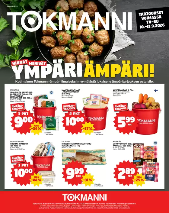 Tokmanni -luettelo | Ruokasanomat | 2026-09-10T00:00:00.000Z - 2026-09-13T00:00:00.000Z
