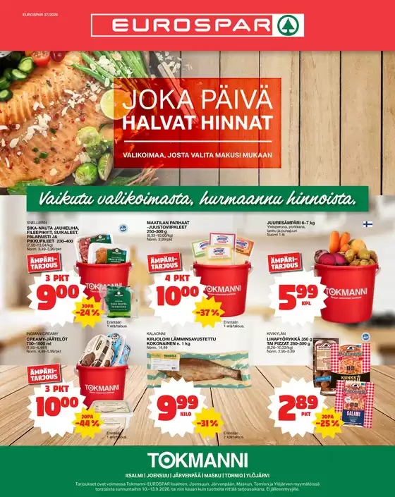Tokmanni -luettelo | Eurospar ruokasanomat | 2026-09-10T00:00:00.000Z - 2026-09-13T00:00:00.000Z