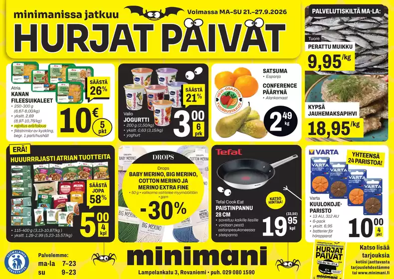 Minimani -luettelo | Huipputarjouksia kaikille tarjoushaukoille | 2026-09-21T00:00:00.000Z - 2026-09-27T00:00:00.000Z