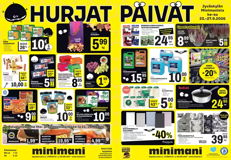 Minimani -luettelo | Säästä nyt tarjouksillamme | 2026-09-23T00:00:00.000Z - 2026-09-27T00:00:00.000Z