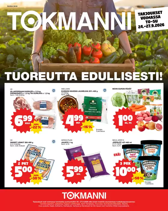 Tokmanni -luettelo, Imatra | Ruokasanomat | 2026-09-24T00:00:00.000Z - 2026-09-27T00:00:00.000Z