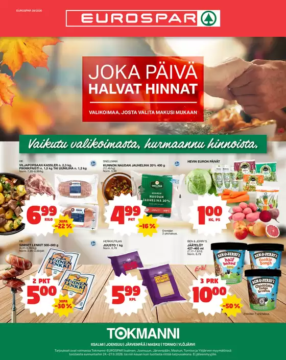 Tokmanni -luettelo, Imatra | Eurospar ruokasanomat | 2026-09-24T00:00:00.000Z - 2026-09-27T00:00:00.000Z