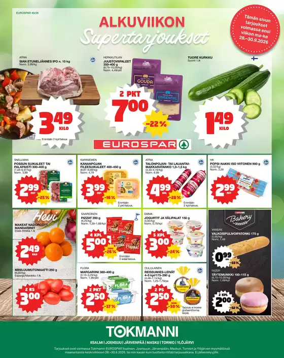 Tokmanni -luettelo, Helsinki | Eurospar ruokasanomat | 2026-09-28T00:00:00.000Z - 2026-09-30T00:00:00.000Z