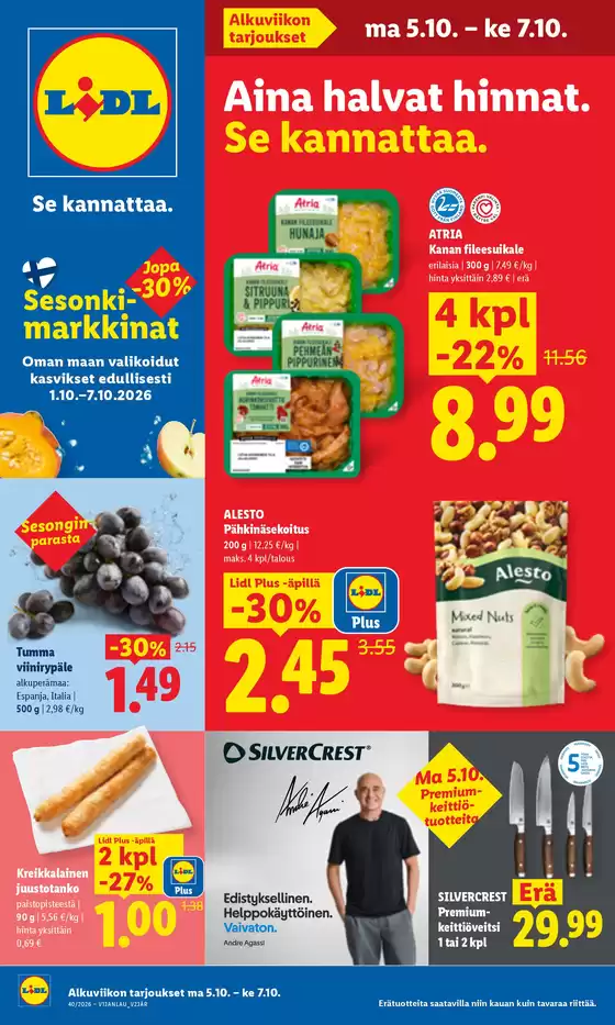 Lidl -luettelo, Helsinki | ma 5.10. ke 7.10. | 2026-10-05T00:00:00.000Z - 2026-10-07T00:00:00.000Z