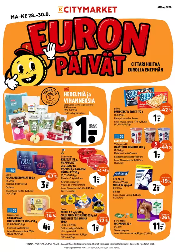 K-Citymarket -luettelo, Helsinki | K-citymarket tarjoukset | 2026-09-28T00:00:00.000Z - 2026-09-30T00:00:00.000Z
