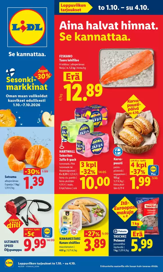 Lidl -luettelo, Helsinki | to 1.10. su 4.10. | 2026-10-01T00:00:00.000Z - 2026-10-04T00:00:00.000Z
