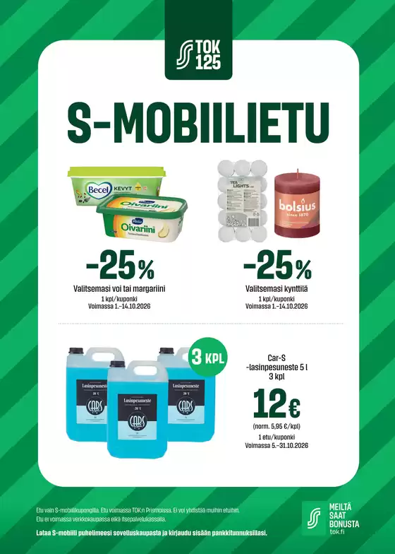 Prisma -luettelo, Kuusamo | TOK Prisma S-mobiiliedut 1.-14.10.2026 | 2026-10-01T00:00:00.000Z - 2026-10-14T00:00:00.000Z