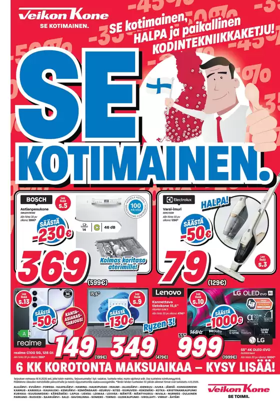 Veikon Kone -luettelo | Veikon Kone tarjoukset | 2026-10-05T00:00:00.000Z - 2026-10-18T00:00:00.000Z