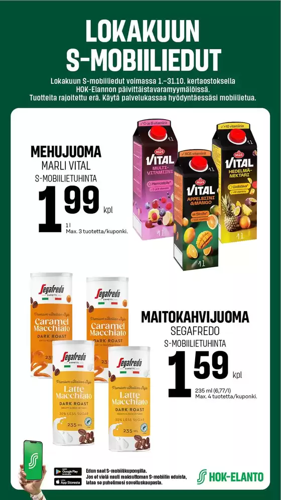 S-Market -luettelo | S-Market tarjoukset | 2026-10-01T00:00:00.000Z - 2026-10-31T00:00:00.000Z