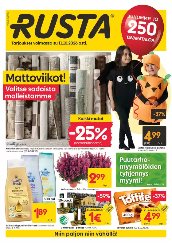 Rusta -luettelo | Ajankohtaisia löytöjä ja tarjouksia | 2026-10-05T00:00:00.000Z - 2026-10-11T00:00:00.000Z