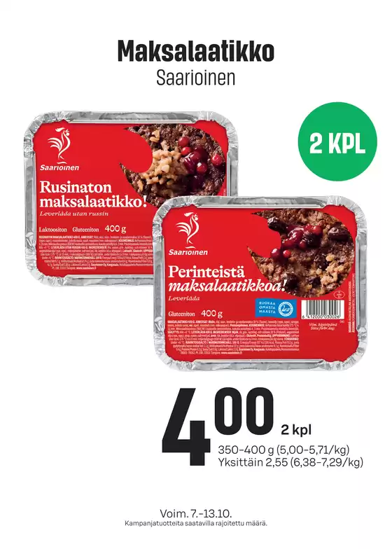 Prisma -luettelo | TOK Prisma maksalaatikko 7.-13.10.2026 | 2026-10-07T00:00:00.000Z - 2026-10-13T00:00:00.000Z