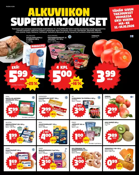 Tokmanni -luettelo, Tornio | Ruokasanomat | 2026-10-12T00:00:00.000Z - 2026-10-14T00:00:00.000Z