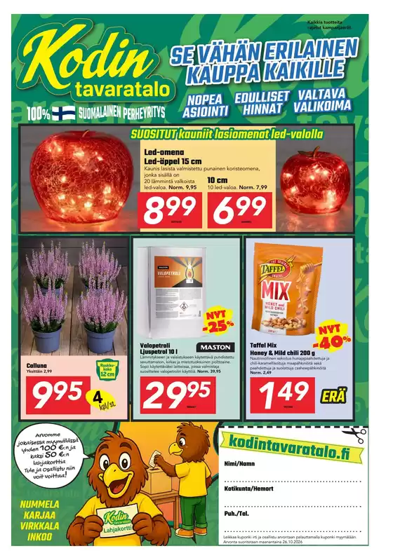Kodin Tavaratalo -luettelo | Kodin Tavaratalo tarjoukset | 2026-10-13T00:00:00.000Z - 2026-10-27T00:00:00.000Z