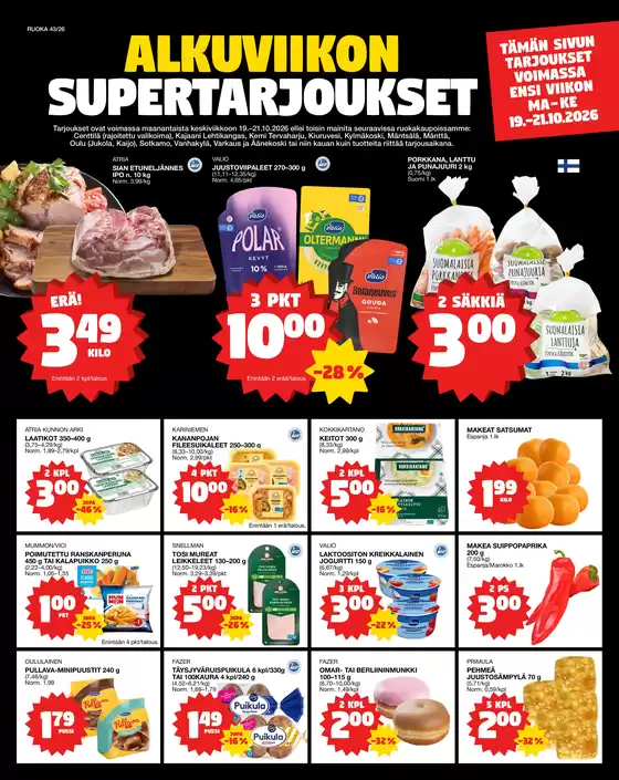 Tokmanni -luettelo, Espoo | Ruokasanomat | 2026-10-19T00:00:00.000Z - 2026-10-21T00:00:00.000Z