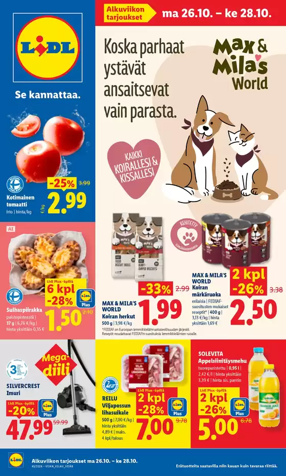 Lidl -luettelo, Espoo | ma 26.10. ke 28.10. | 2026-10-26T00:00:00.000Z - 2026-10-28T00:00:00.000Z