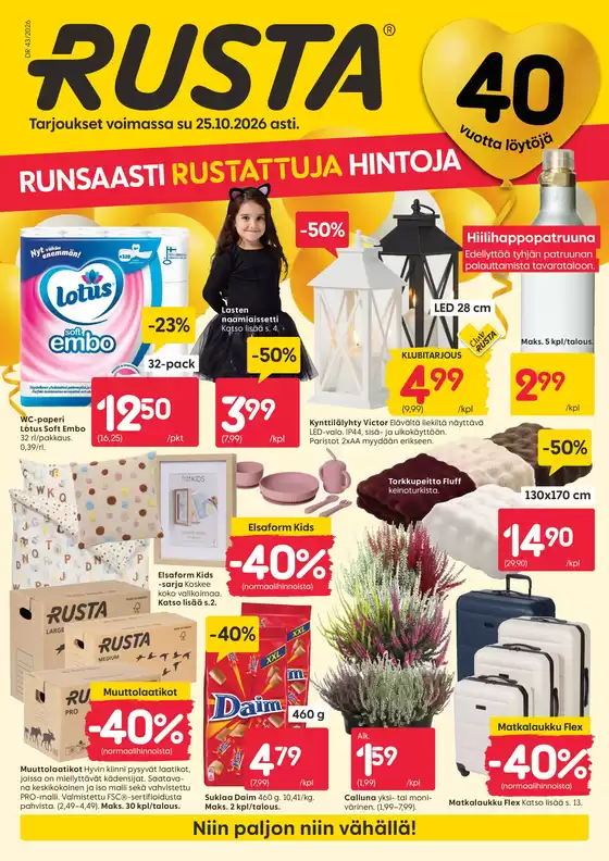 Rusta -luettelo, Helsinki | Alennukset ja kampanjat | 2026-10-19T00:00:00.000Z - 2026-10-25T00:00:00.000Z