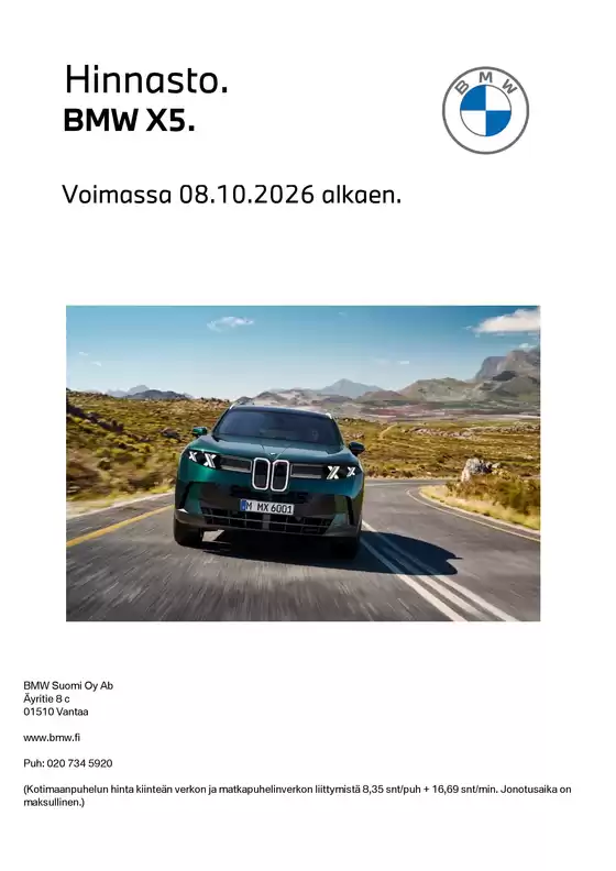 BMW -luettelo, Laitila | BMW X5. | 2026-10-20T00:00:00.000Z - 2026-11-03T00:00:00.000Z