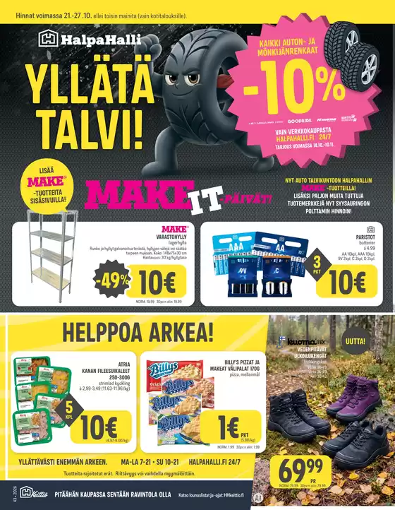 HalpaHalli -luettelo | Ajankohtaiset erikoiskampanjat | 2026-10-14T00:00:00.000Z - 2026-11-10T00:00:00.000Z