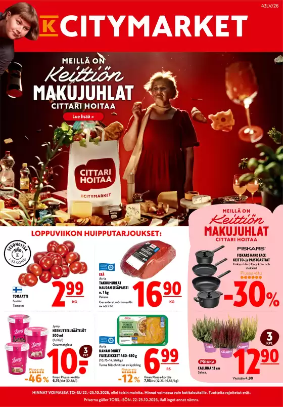 K-Citymarket -luettelo | K-citymarket tarjoukset | 2026-10-22T00:00:00.000Z - 2026-10-25T00:00:00.000Z