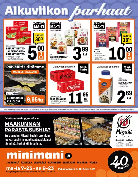 Minimani -luettelo | Ajankohtaisia löytöjä ja tarjouksia | 2026-10-26T00:00:00.000Z - 2026-10-28T00:00:00.000Z