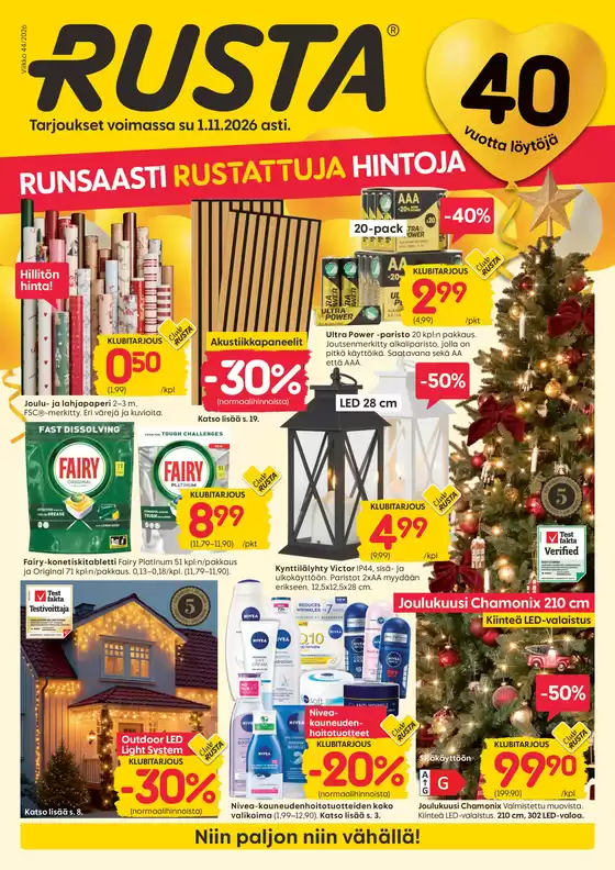 Rusta -luettelo | Parhaat löytömme | 2026-10-27T00:00:00.000Z - 2026-11-01T00:00:00.000Z