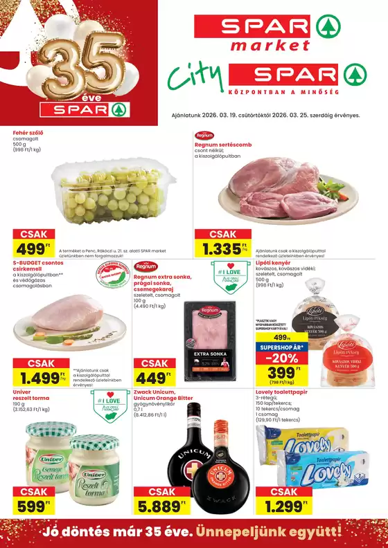Spar katalógus, Őrbottyán | Csúcsajánlatok a takarékosoknak | 2026-03-19T00:00:00.000Z - 2026-03-25T00:00:00.000Z
