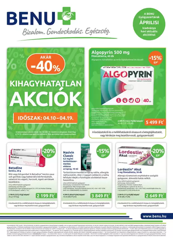 BENU Gyógyszertárak katalógus, Ajka | BENU Gyógyszertárak akciós | 2026-04-10T00:00:00.000Z - 2026-04-19T00:00:00.000Z