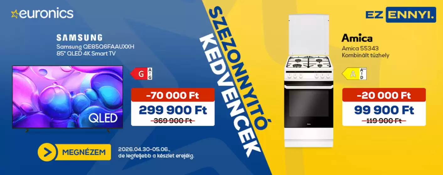 Euronics katalógus, Kiskunmajsa | Euronics akciós | 2026-04-30T00:00:00.000Z - 2026-05-06T00:00:00.000Z